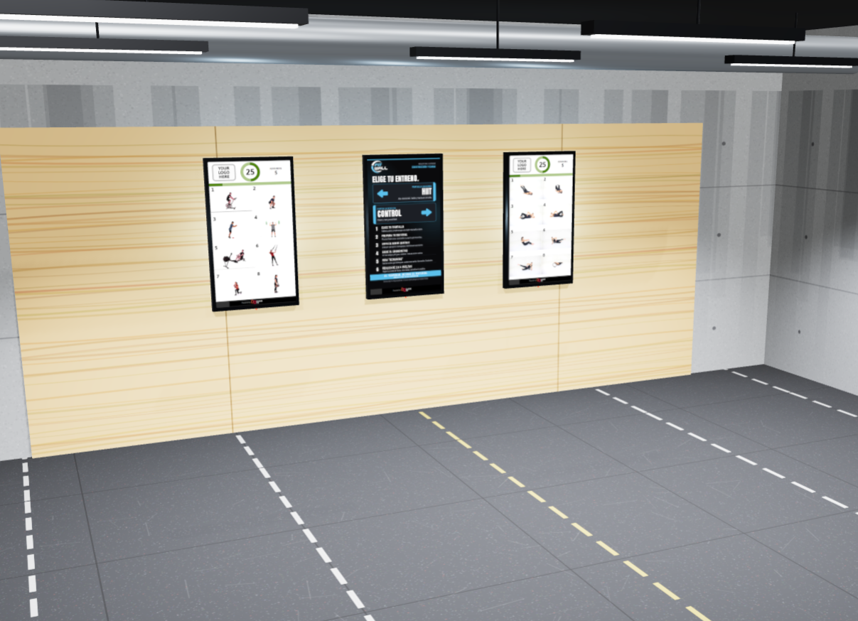 FitWall instalado en sala box con panelado de madera